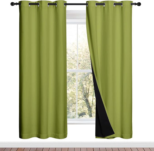 NICETOWN 100% Blackout Window Curtain Panels, Fresh Green, 2 Pieces, 42-inch by NICETOWN