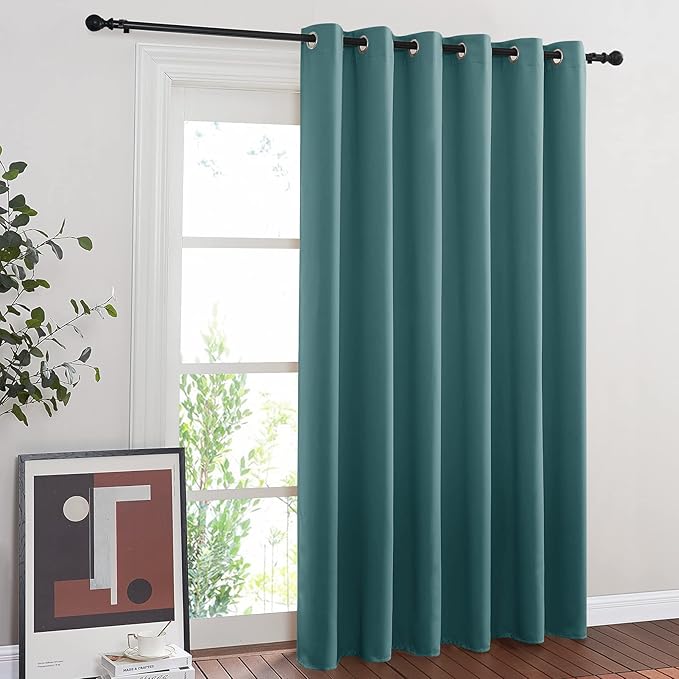 NICETOWN Blackout Room Darkening Window Curtain - Thermal Insulated Solid Grommet Blackout Curtain/Drape for Living Room (Sea Teal, Single Panel, 80 by 84-inch)