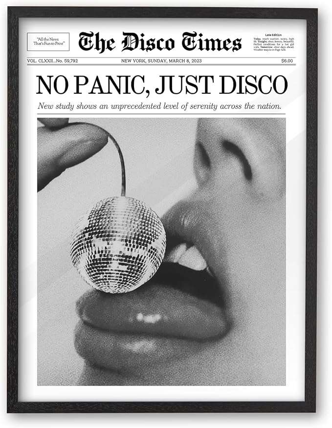 iHery Premium Natural Black OAK Wood 12x16in No Panic Just Disco Trendy Framed by iHery