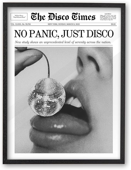 iHery Premium Natural Black OAK Wood 12x16in No Panic Just Disco Trendy Framed by iHery