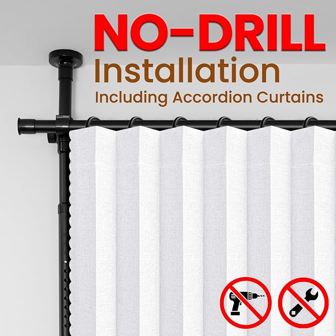100% Blackout Room Divider Curtains Sets White W100 x L96 in 1 Panel No Drill - Image 3