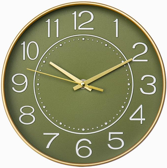 HZDHCLH Modern Wall Clocks Battery Operated, 10 inch Olive Green Clock by HZDHCLH