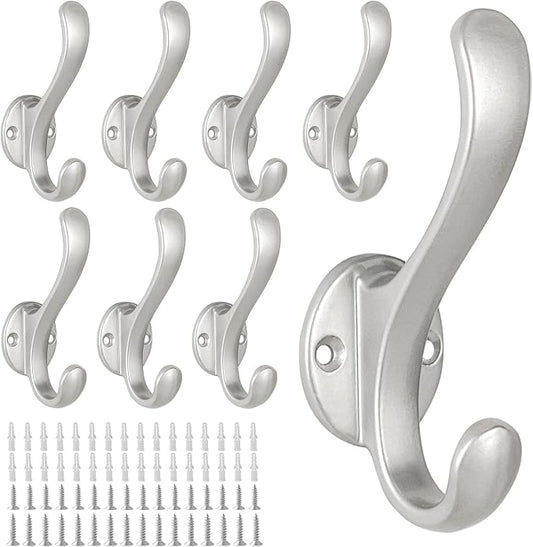 8 Pack Coat Hooks Wall Mount Heavy Duty Utility Retro Double Hooks by PEOIAOY