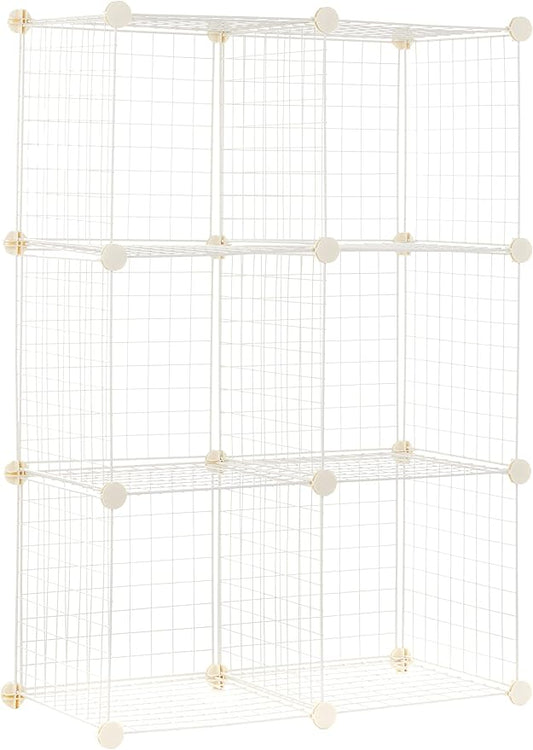 Amazon Basics 6 Cube Wire Grid Storage Organizer, Stackable Storage Cubes by AmazonBasics