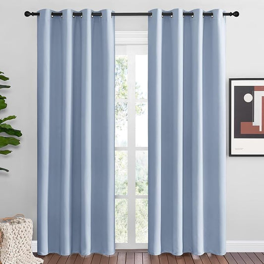 NICETOWN Vintage Blue Blackout Curtains 86 inches Length by NICETOWN