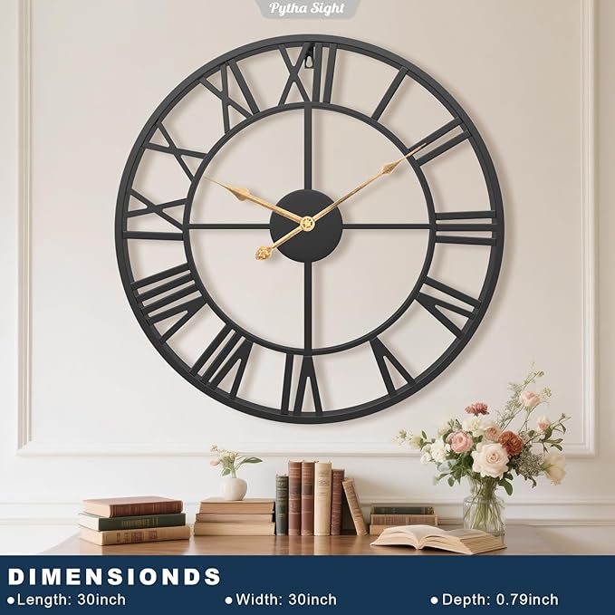 Pytha Sight 30 Inch Extra Large Giant Wall Clock, Oversized Round Silent - Image 2