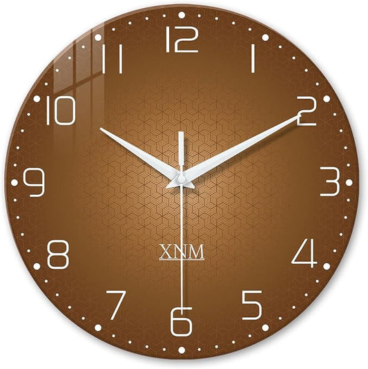XNM Kitchen Wall Clocks Battery Operated 14 Inch Round Brown Simple Wall Clock by XNMwallclock