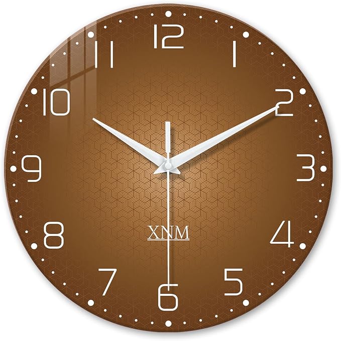 XNM Minimalist Wall Clock for Office Round Brown Wall Clock Battery Operated 20 by XNMwallclock