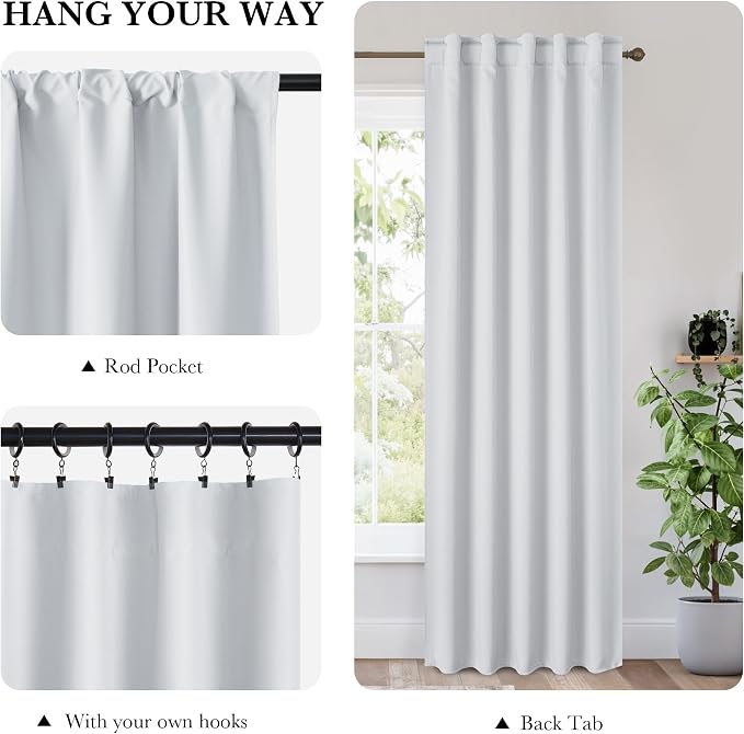 RYB HOME 100% Blackout Basement Curtains Over Sink 30 inches Long, Heat & UV - Image 3