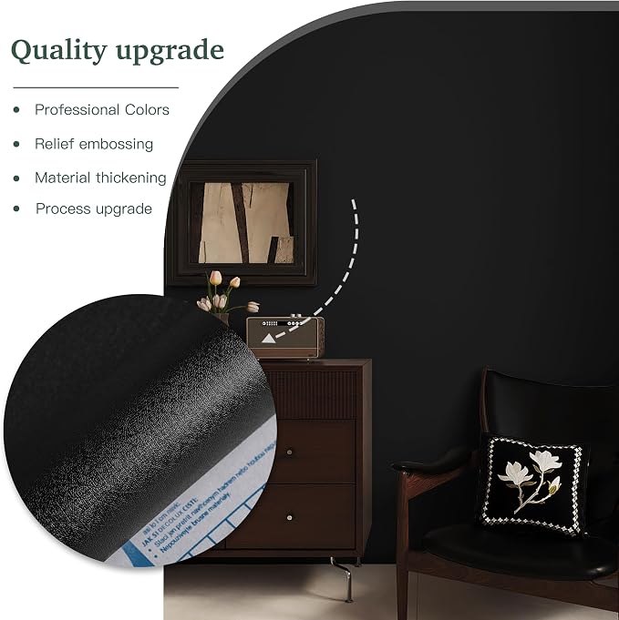 Dimoon 118''x17.7'' Black Peel and Stick Wallpaper Contact Paper Modern Self - Image 7