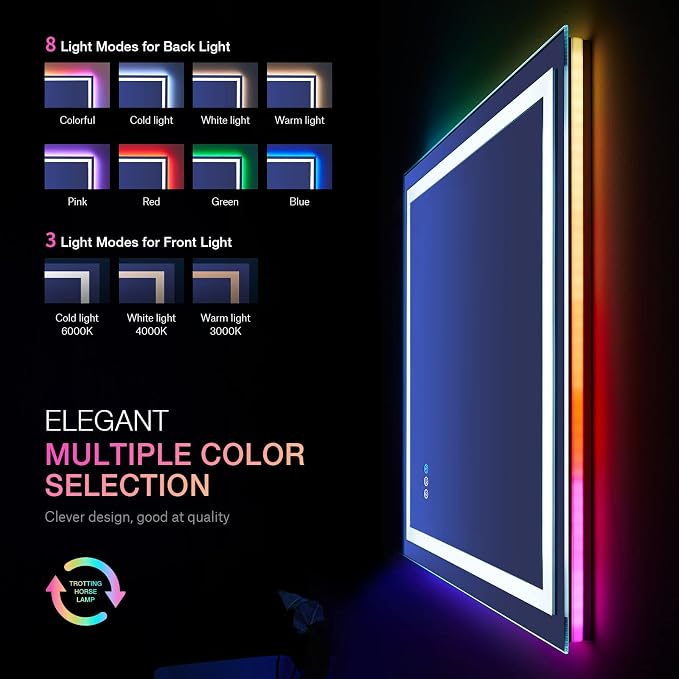 LOAAO 24"x36" LED Bathroom Mirror - Image 3