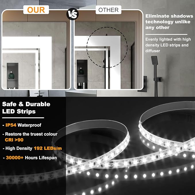 Ratsamee 96x36 Inch LED Bathroom Mirror - Image 7