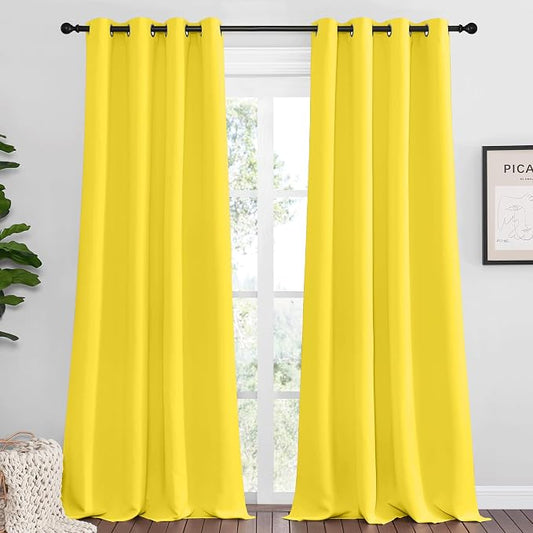 NICETOWN Bright Yellow Curtains 108" Long by NICETOWN