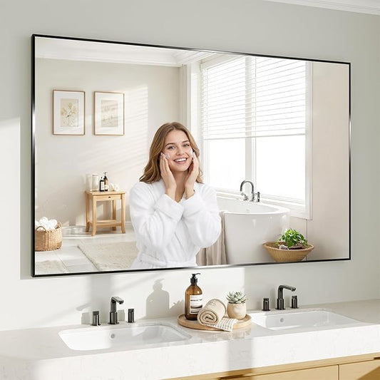 Koonmi Black Mirrors for Wall, 36x48 Inch Bathroom Mirror, Rectangular Wall by KOONMI
