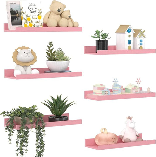 upsimples Pink Shelves for Wall, Living Room, Game Room, 6 Pack Wall Mounted by upsimples