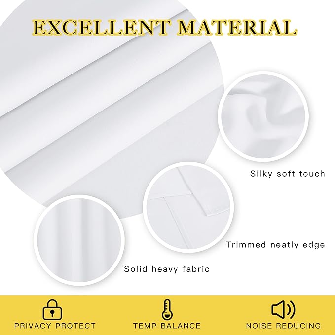 NICETOWN Blackout Curtains & Drapes - Privacy Thermal Efficiency Backdrop Curtains for Bedroom Room Divider Living Room Patio Sliding Glass Door, Wide 80 x Long 144 inch, White, 1 Panel