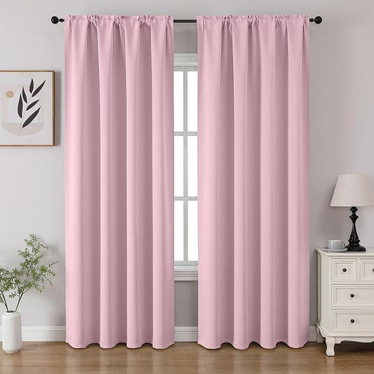 CUCRAF Light Pink Blackout Curtains 84 inch Length 2 Panels Set, Rod Pocket by CUCRAF