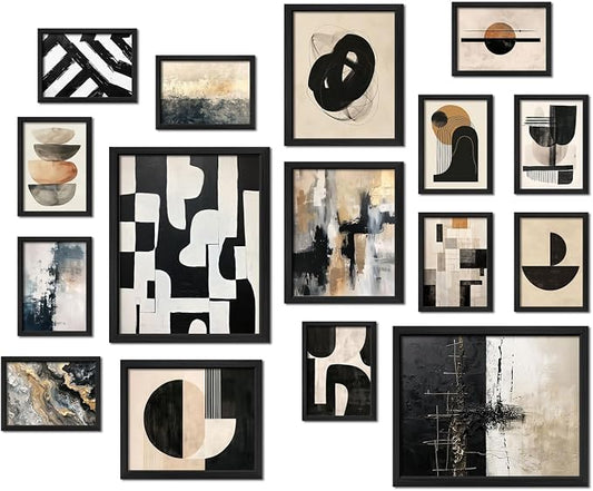 ANERZA 16 PCS Black and White Abstract Wall Art Decor, Minimalist Gallery Wall by ANERZA