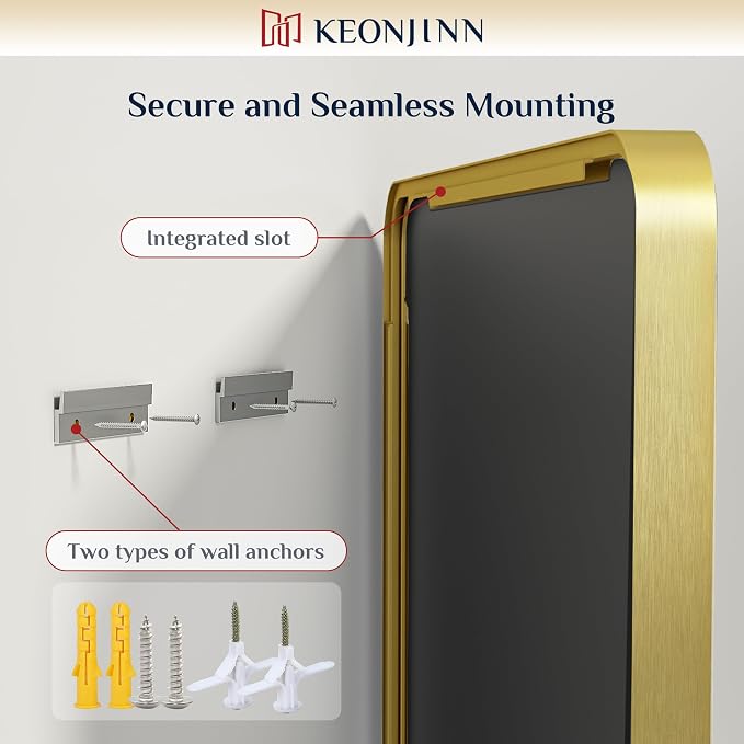 Keonjinn Gold Bathroom Mirrors for Over Sink 48” x 24” Large Brushed Brass - Image 6