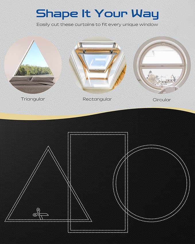 68" W x 48" L 100% Blackout Curtains, Total Darkness No-Drill Black Out Window - Image 3