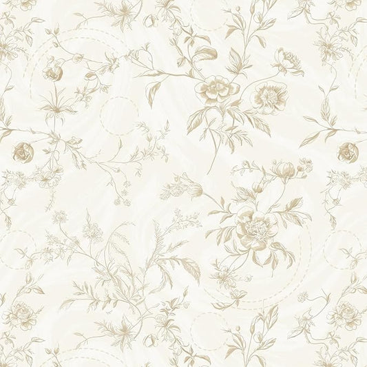 Ismoon Floral Peel and Stick Wallpaper Vintage Beige Stick on Wall Paper French by Ismoon