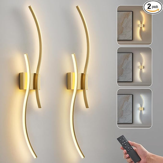 Battery Operated Wall Sconce Set of Two, Dimmable Modern LED Rechargeable Wall by Unknown