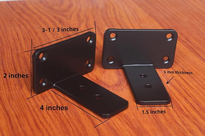 8 Pack - 4 inch Black Hidden L Shelf Bracket Iron Floating Shelf Brackets - Image 2