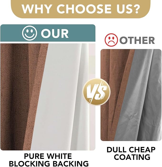 H.VERSAILTEX 100% Blackout Curtains for Bedroom Thermal Insulated Linen Textured Curtains Heat and Full Light Blocking Drapes Living Room Curtains 2 Panel Sets, Washed Spice, 52x45 Inch