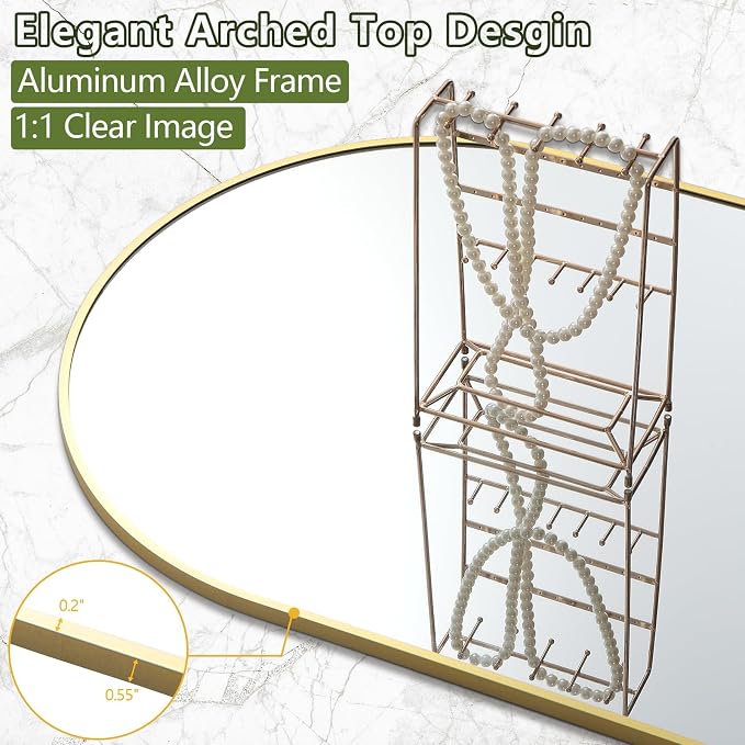 Prywot Arched Full Length Mirror, Modern Full Body Mirrors - Image 2