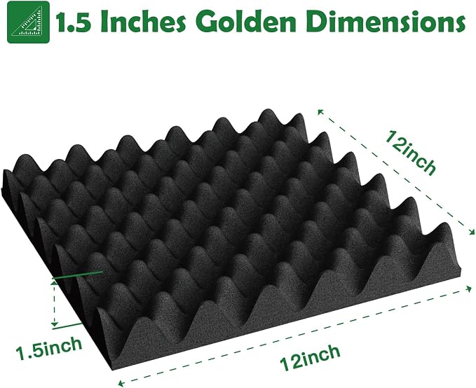 6 Pack 1.5"X12"X12" Acoustic Foam, Sound Proof Egg Crate Foam, Upgraded - Image 7