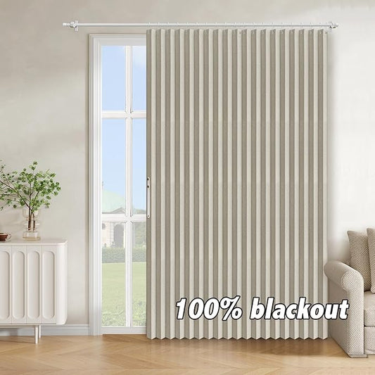 AJAZZ Blackout Accordion Door Curtain 98"x78" Cream White by AJAZZ