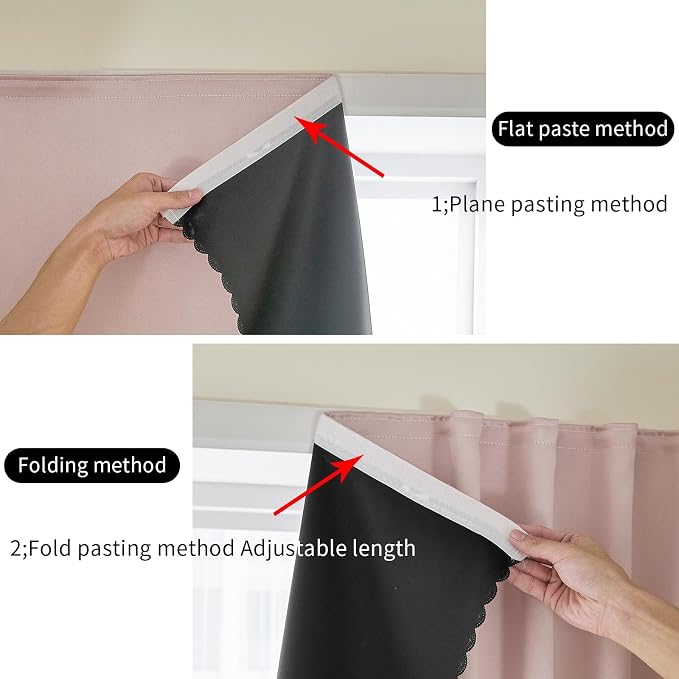 AJAZZ 100% Black Out Curtains Adhesive Blackout Temporary Curtain Rod No - Image 5