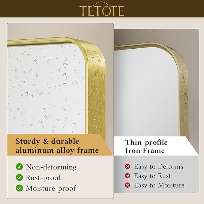 TETOTE 30 x 36 Inch Gold Mirror - Image 3