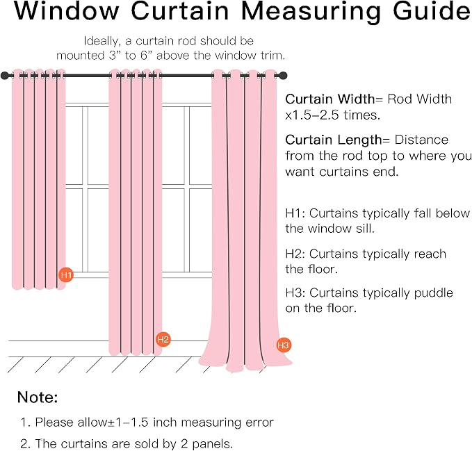 XiDi Curtains for Bedroom Decor Pink52/84/1 - Image 8