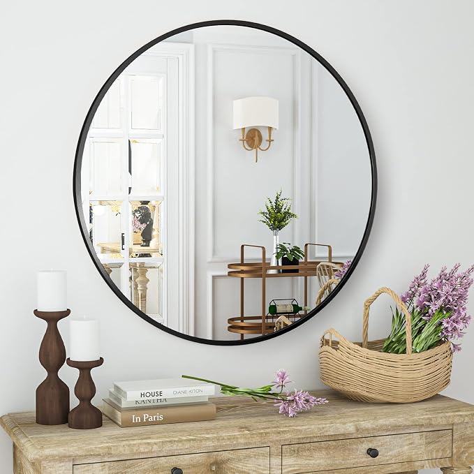 HARRITPURE Round Mirror 19.6" Black Wall Mounted Circle Mirror - Image 3