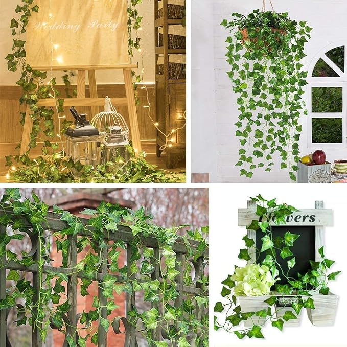 CQURE 48 Pack 336Ft Artificial Ivy Fake Vines, Ivy Garland Greenery Garland - Image 9