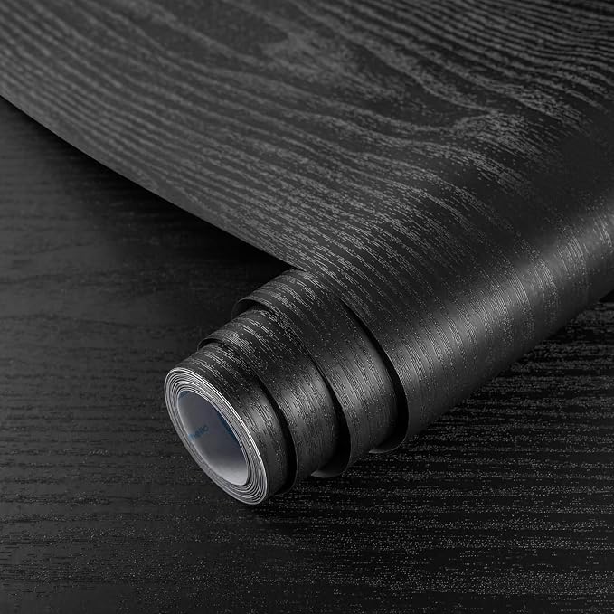 practicalWs Black Wood Wallpaper Peel and Stick 17.7 in x 236.2 in Wood by practicalWs