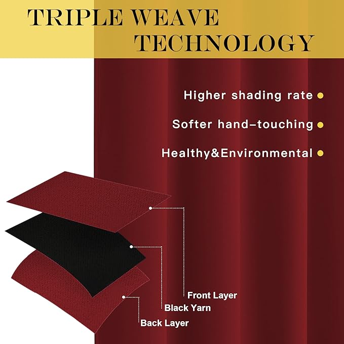 NICETOWN Extra Long Blackout Drape - (52-inch by 108-inch, Burgundy Red, Sold as 1 Panel) Window Treatment Light Blocking Privacy Curtain Panel for Home Decoration