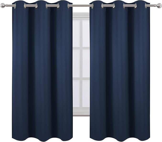 LEMOMO Navy Blue Thermal Blackout Curtains/38 x 63 Inch/Set of 2 Panels Room - Image 2