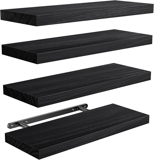 AMADA HOMEFURNISHING Floating Shelves, Paulownia Wood Wall Shelves by AMADAHOMEFURNISHING