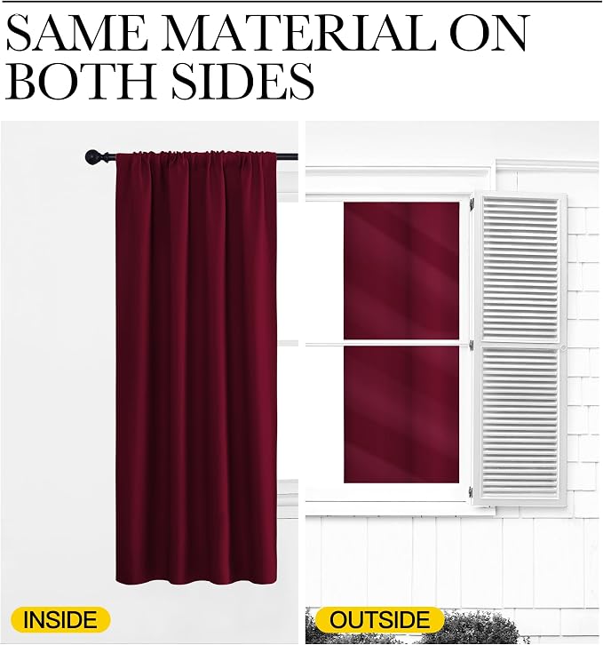 NICETOWN Blackout Curtains for Bedroom, Wine Red, 1 Pair, 42 by 45-inch - Image 5