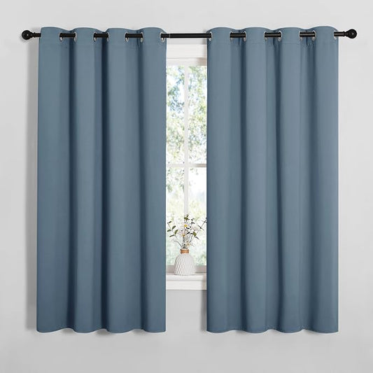 NICETOWN Smoky Blue Blackout Curtains 68 inches Length by NICETOWN