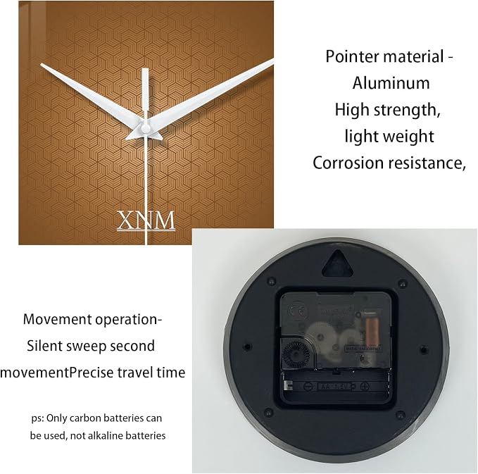 XNM Brown Wall Clock for Bedroom Glass Small Wall Clocks Battery Operated 12 - Image 7