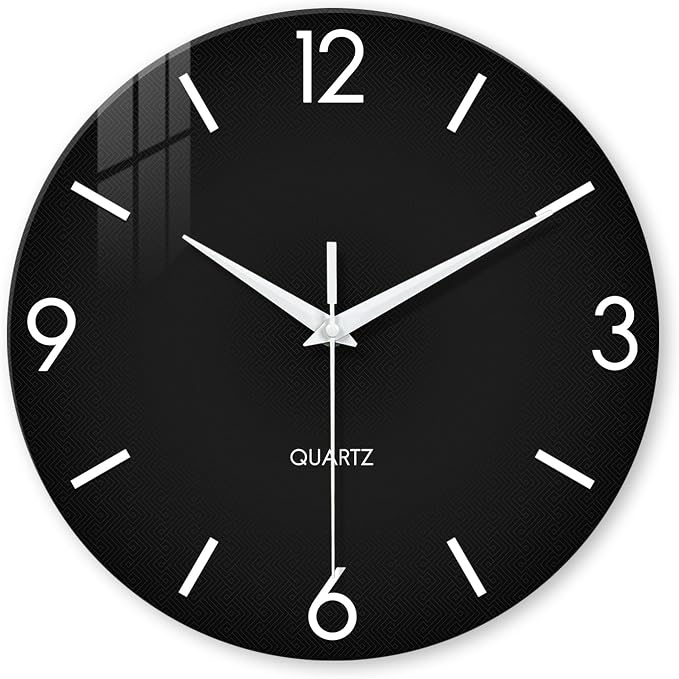 XFM Black Wall Clock 12 Inch Silent Non-Ticking Wall Clocks Battery Operated by XFMWallClock
