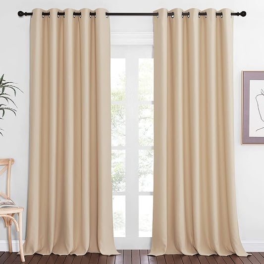 NICETOWN Blackout Living Room Curtain 118 inch Length, Grommet Thermal Curtain by NICETOWN