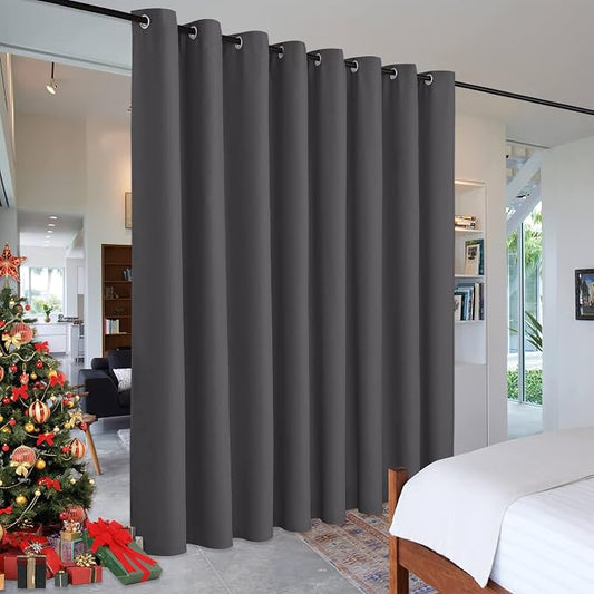 RYB HOME Gray Blackout Room Divider Curtain Large Wall Panel, Heavy Duty Energy by RYBHOME