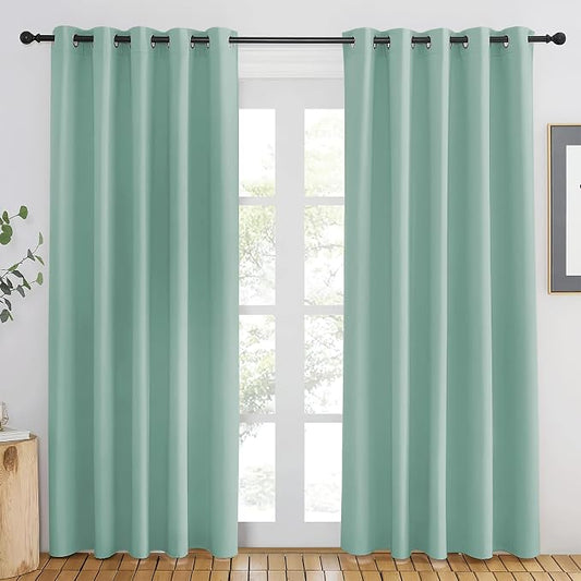 NICETOWN Aqua Blue Blackout Curtains 84 inch Length, Grommet Top Room Darkening by NICETOWN
