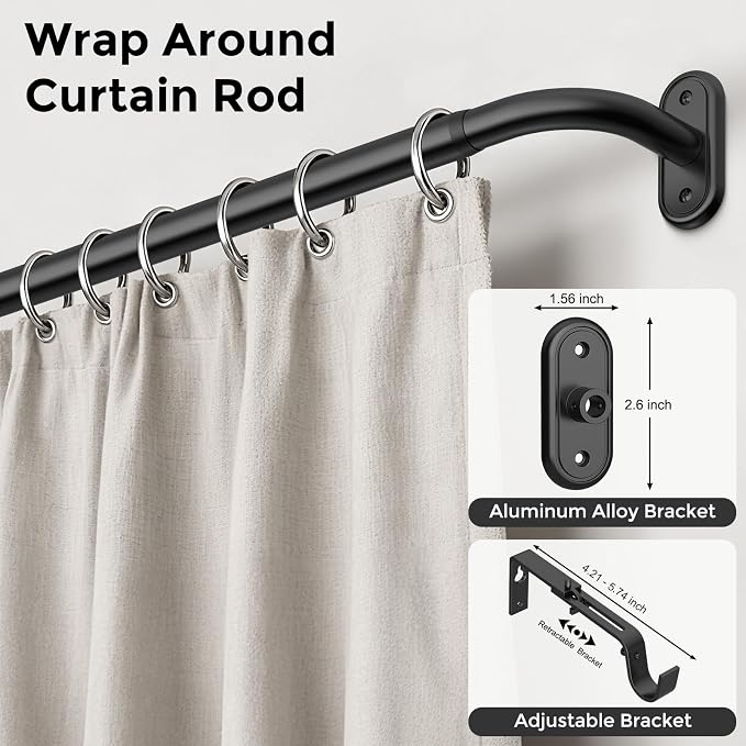 Curtain Rods 36-88 Inch, 1 Inch Adjustable Heavy Duty Room Darkening Window - Image 2