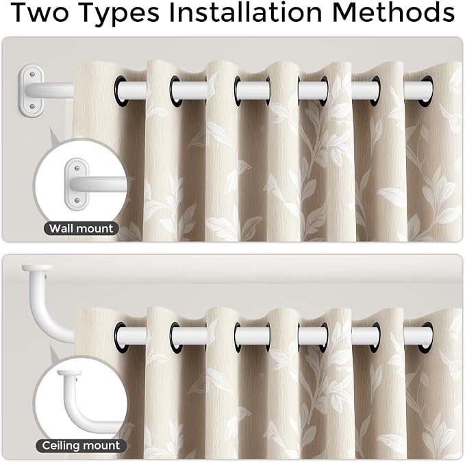 Curtain Rods 36-120 Inch, 1 Inch Adjustable Long Heavy Duty Room Darkening - Image 4