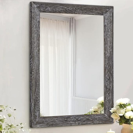 AAZZKANG Wall Mirror with Rectangle Wood Frame Large 26"x18" Rustic Decorative by AAZZKANG